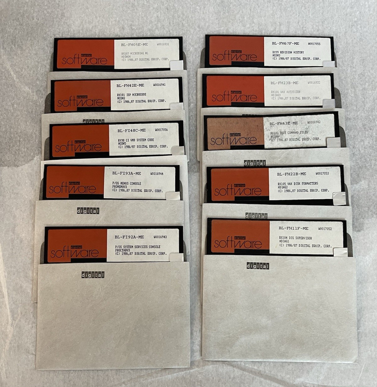 Set of 10 DEC digital Equipment Corp RX50K Software 5.25” Floppy Disks Vintage