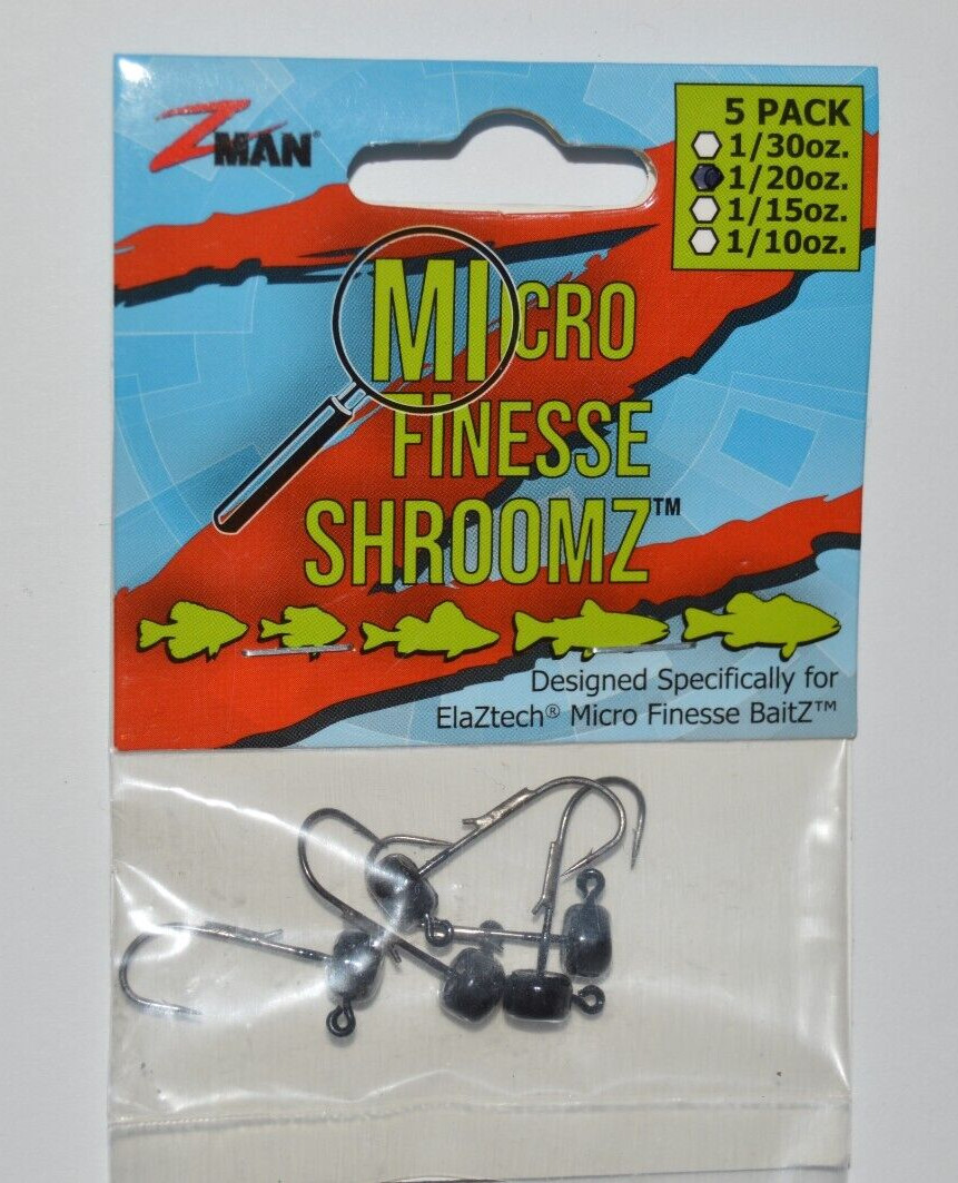 z-man micro finesse shroomz elaztech jigheads 1/20oz black