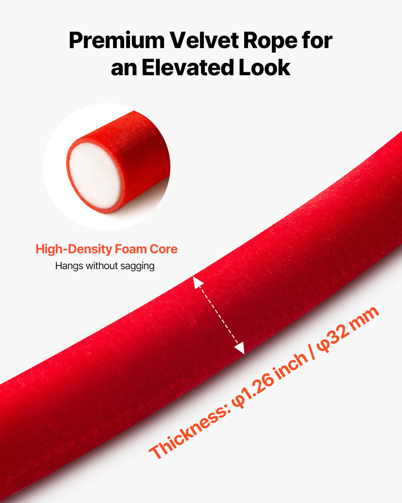 2PCS Red Velvet Stanchion Ropes 5ft Crowd Control w/ Silver Hooks