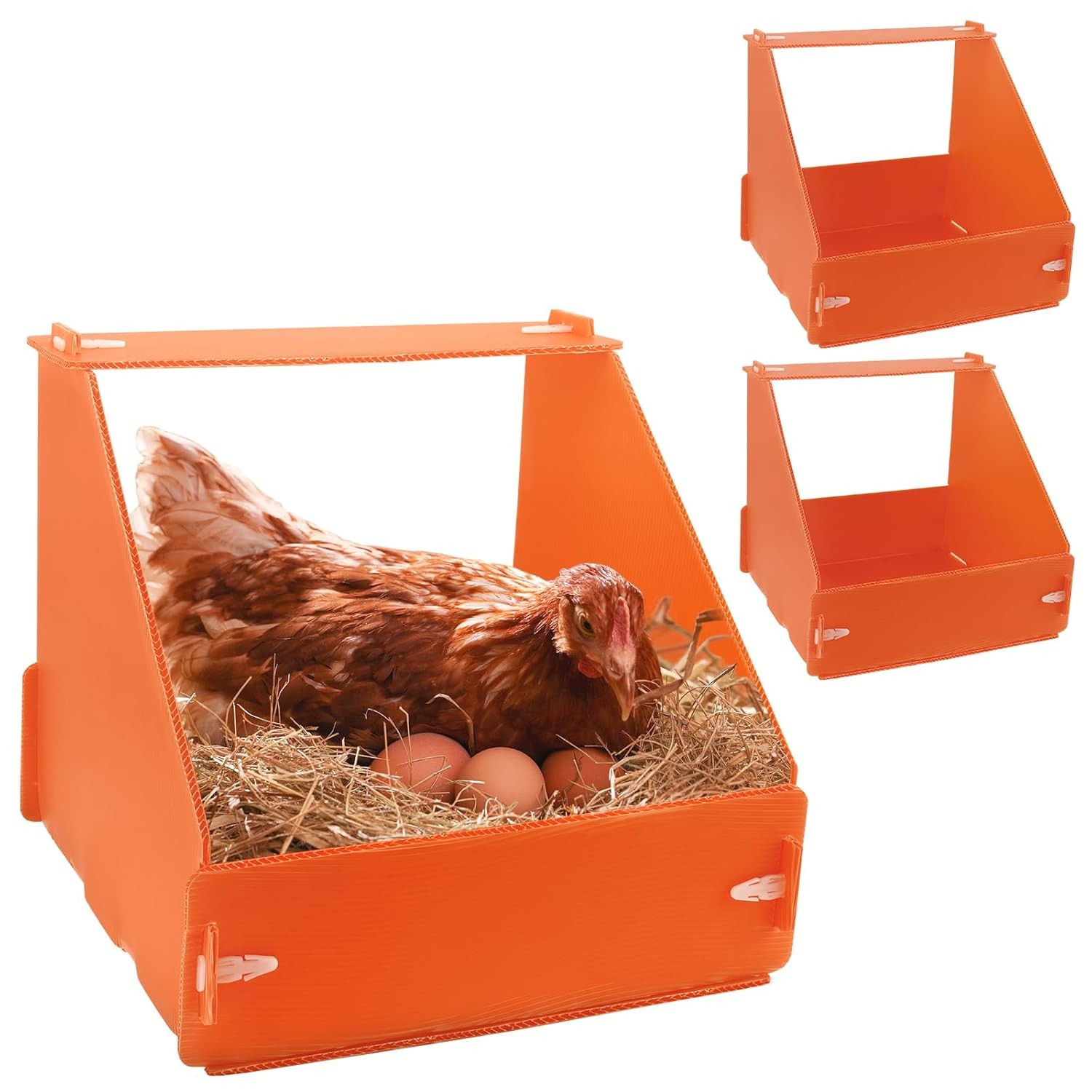 Durable 3 Pack Chicken Nesting Boxes for Hens Ducks and Poultry Laying Egg Box