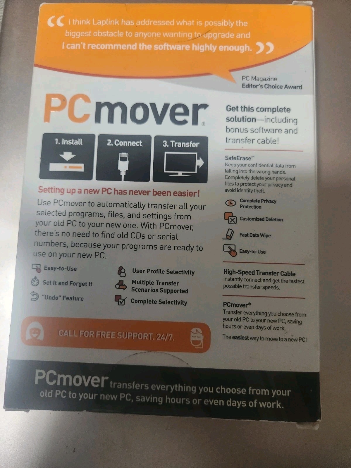 Laplink PCmover Ultimate W/ High Speed Ethernet Cable Windows Compatible