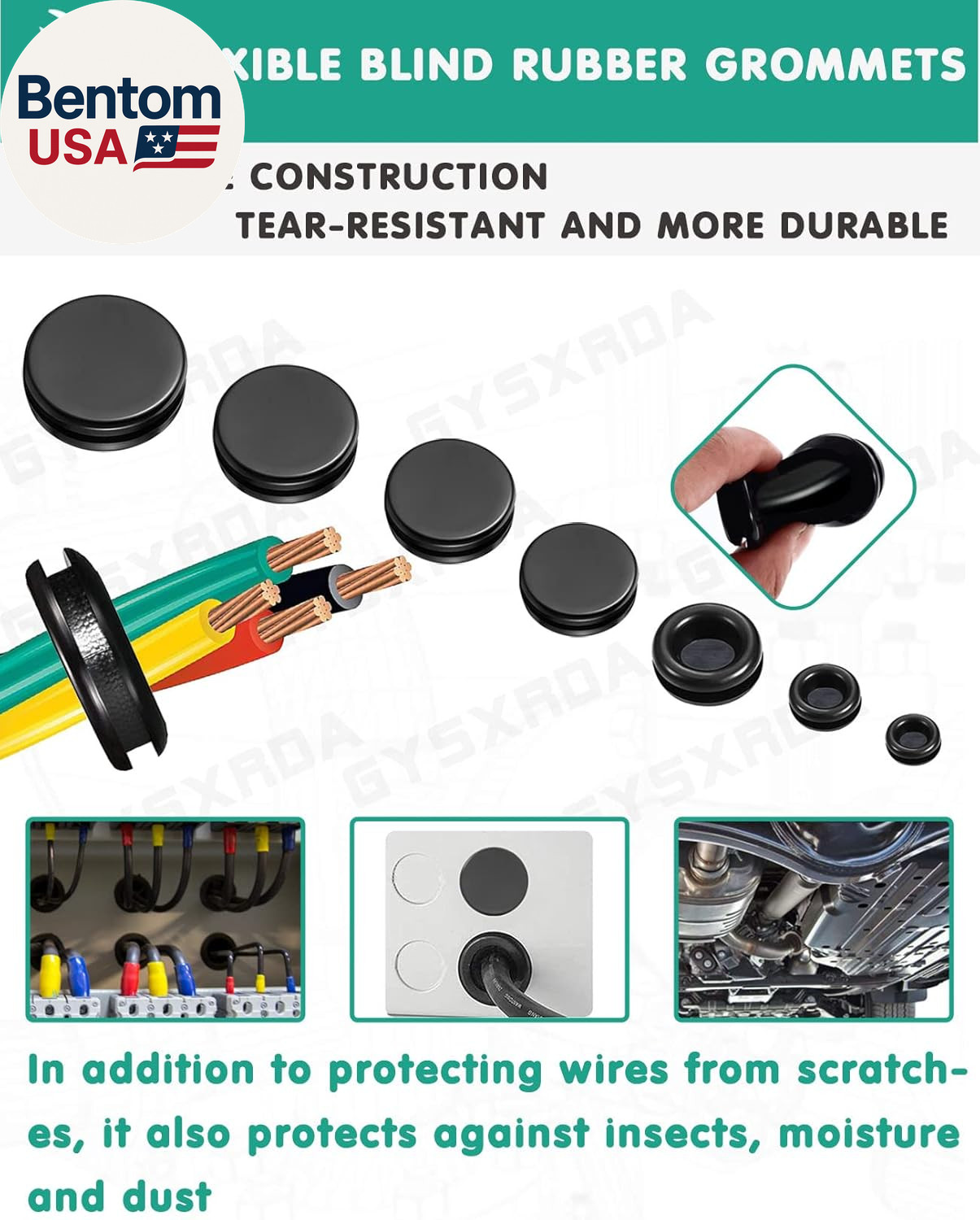 Rubber Grommet Kit 200 Pack - 7 Sizes Firewall Rubber Hole Plugs - Automotive, H