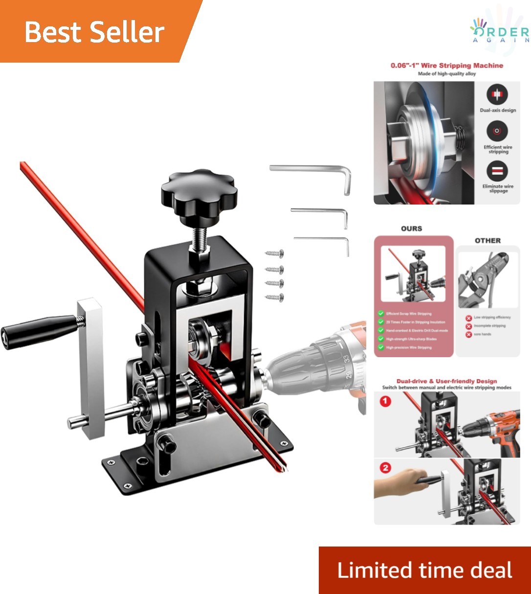 Wire Stripping Machine Copper Wire Peeler Tool Manual Electric Dual-Operation