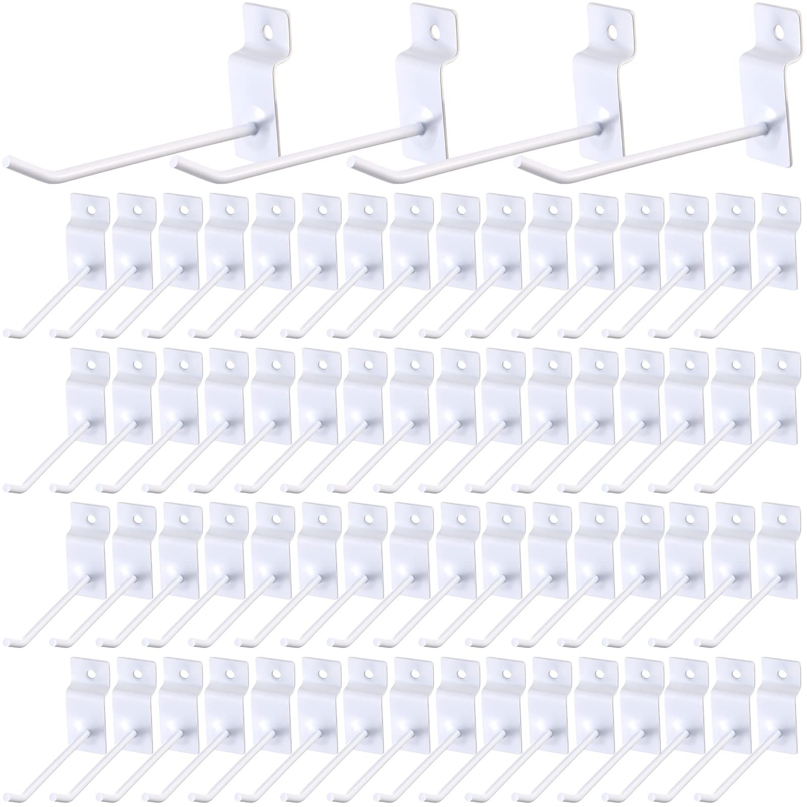 Moxweyeni 100 Pack Slatwall Hooks Accessories Slat 4 Inch, White