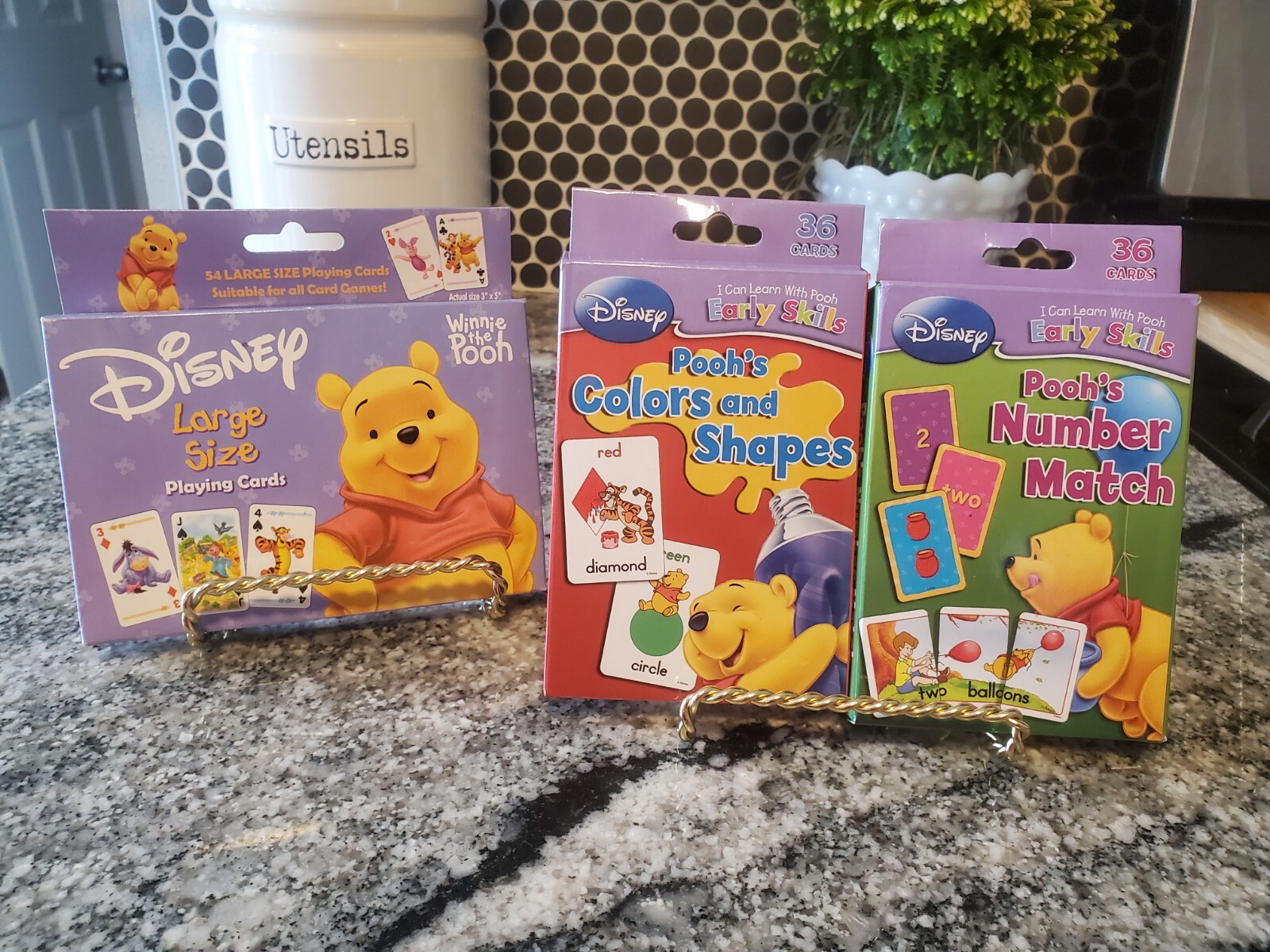 Winnie The Pooh Cards-LOT OF 3 Pooh Playing Cards; Colors & Shapes; Number Match