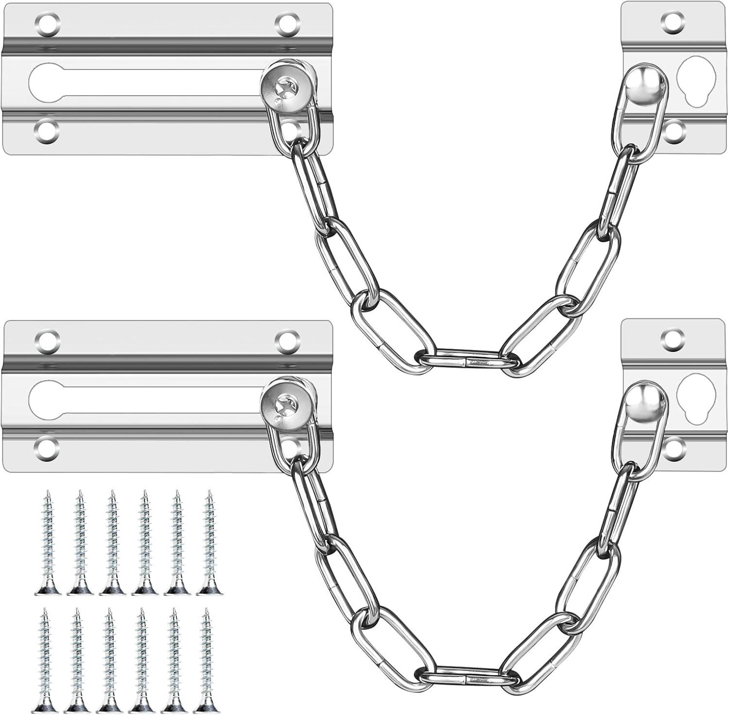 2 Pack Door Chain Lock Stainless Steel, Security Door Chain for inside Door, Pre