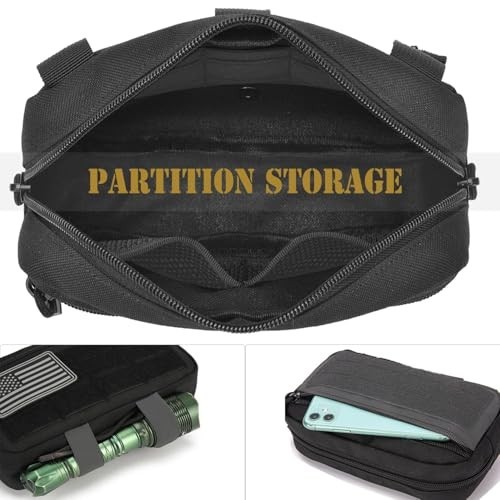 2 Pack Tactical MOLLE Admin Pouch with US Flag Patch and Keychain