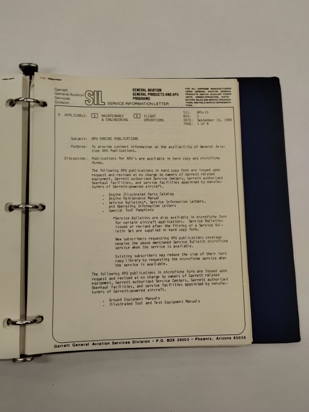 Garrett Service Information Letters 1987-90-Original