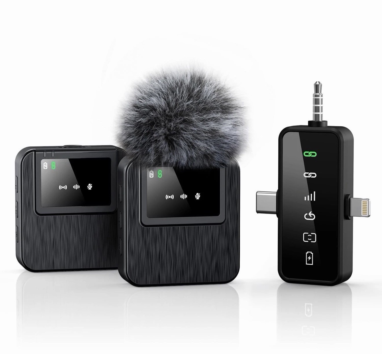 3-in-1 Mini Microphone for iPhone, Android, Camera - 328ft Long Range, 20H Ba...