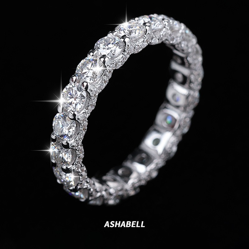 Real Moissanite Eternity Band Wedding Ring for Women Pass Tester 925 Silver 3mm