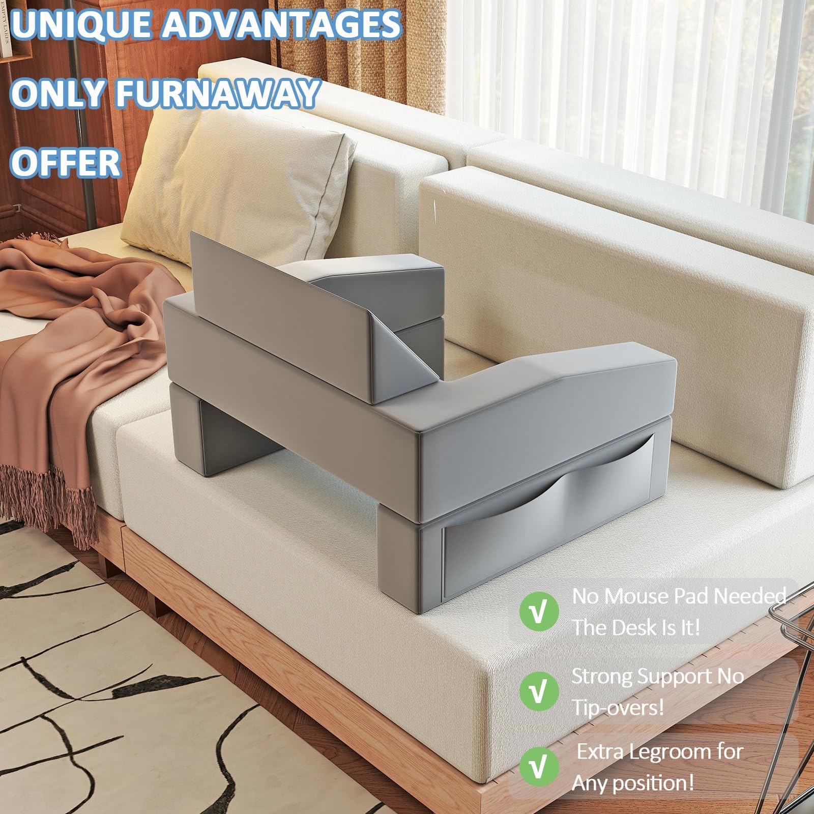 Lap Desk Pillow with Removable Cover Adjustable Angle Gaming Reading Pillow