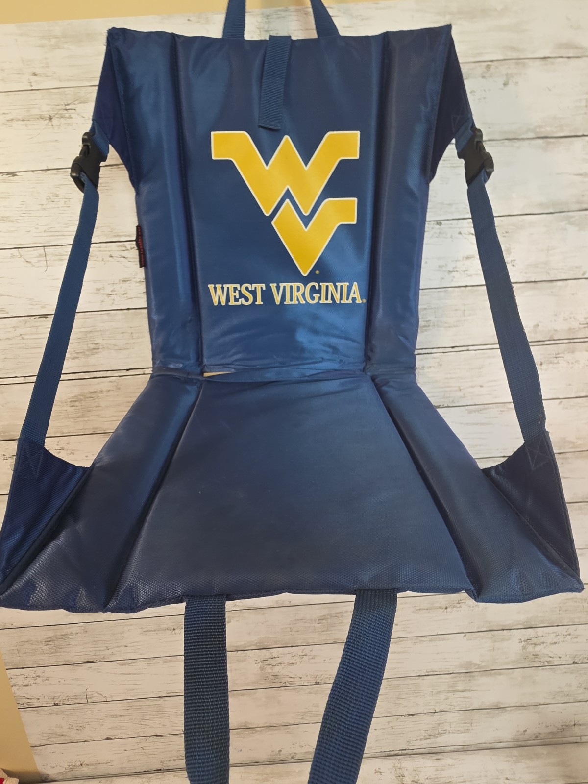 West Virginia WVU Mountaineers Reclining Stadium Bleacher Cushion Seat Blue Gold