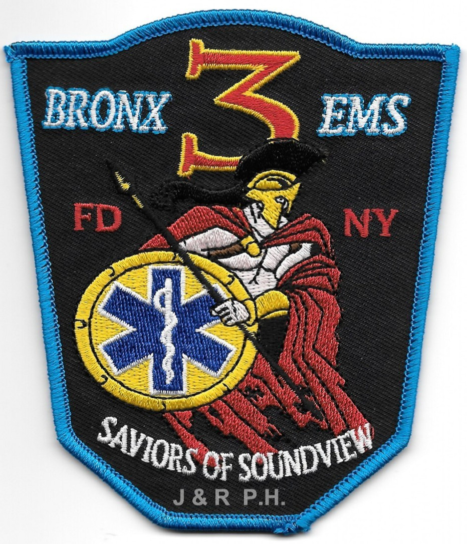 New York City - FDNY  E.M.S. - 3 "Saviors-Soundview", NY (4" x 4.5") fire patch