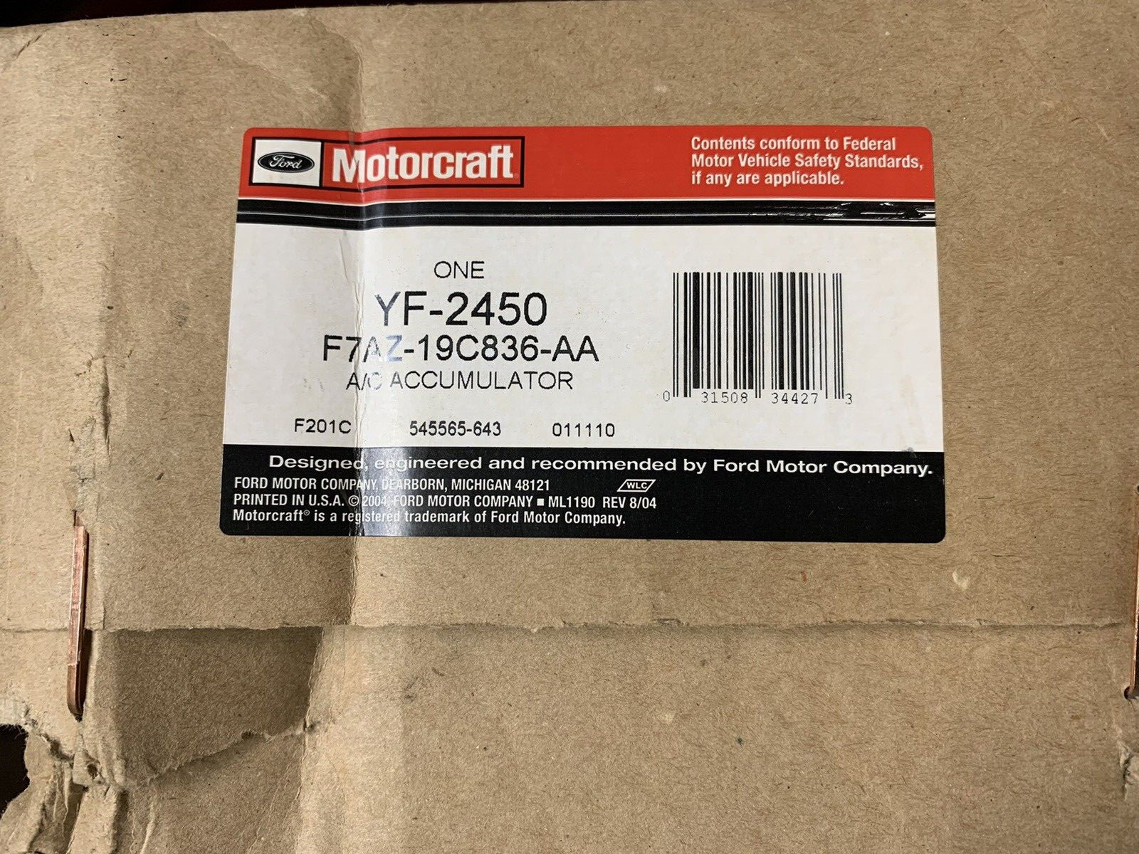 NEW OEM A/C Accumulator Motorcraft YF-2450 YF2450 F7AZ19C836AA F7AZ-19C836-AA