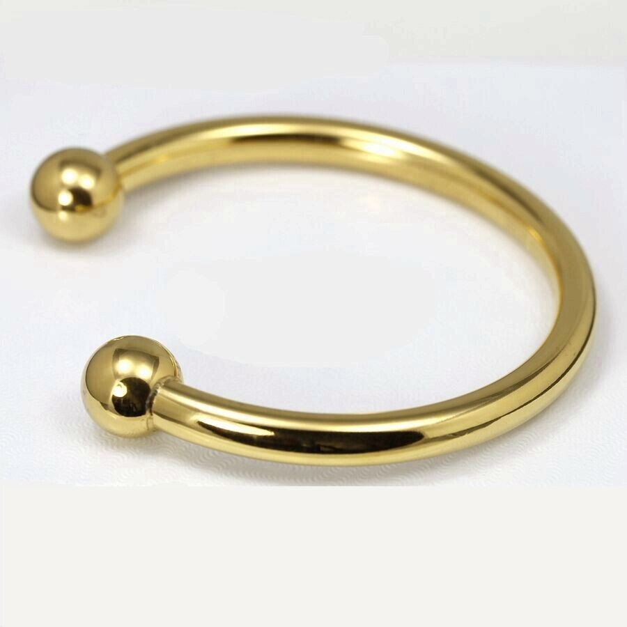 Men's 7" Stainless Steel Adjustable Round Cuff Bracelet  Gold plated*Box