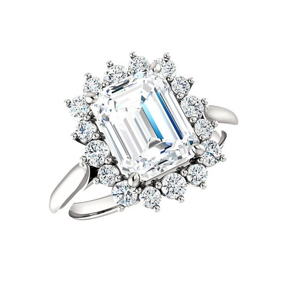 Emerald Cut 3.50 Ct White Diamond Lab-Created Wedding Ring 14K White Gold Plated