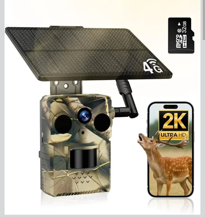 Cellular Trail Camera - 5W Solar Panel Game Cameras with No-Glow Night Vision, 4