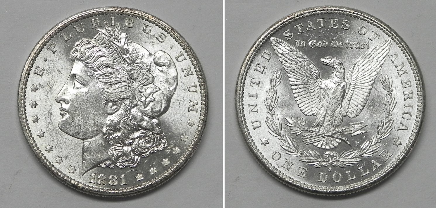 X7456  1881-S Morgan Dollar, Choice BU, Prooflike