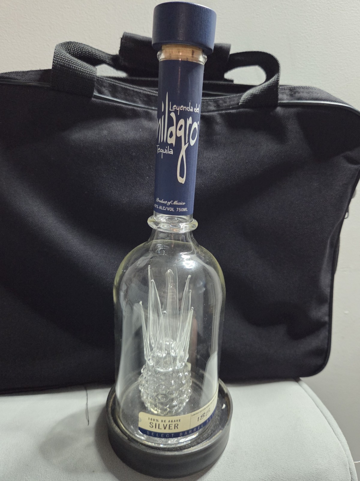Milagro Limited Edition Numbered Tequila Liquor Bottle Hand Blown Rare Empty