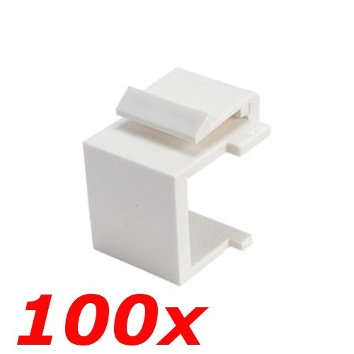 100 Pack - Keystone Blank Insert Modular Snap-In Wall Plate Cover Filler White