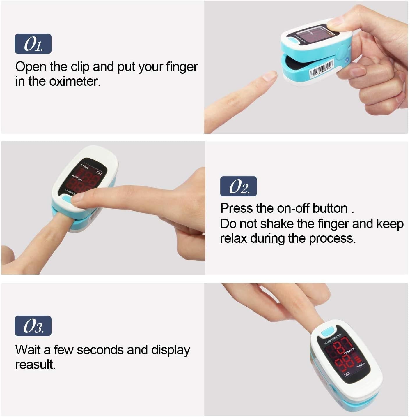 One-Click Use LED Pulse Oximeter with Long Battery Life & User-Friendly Features