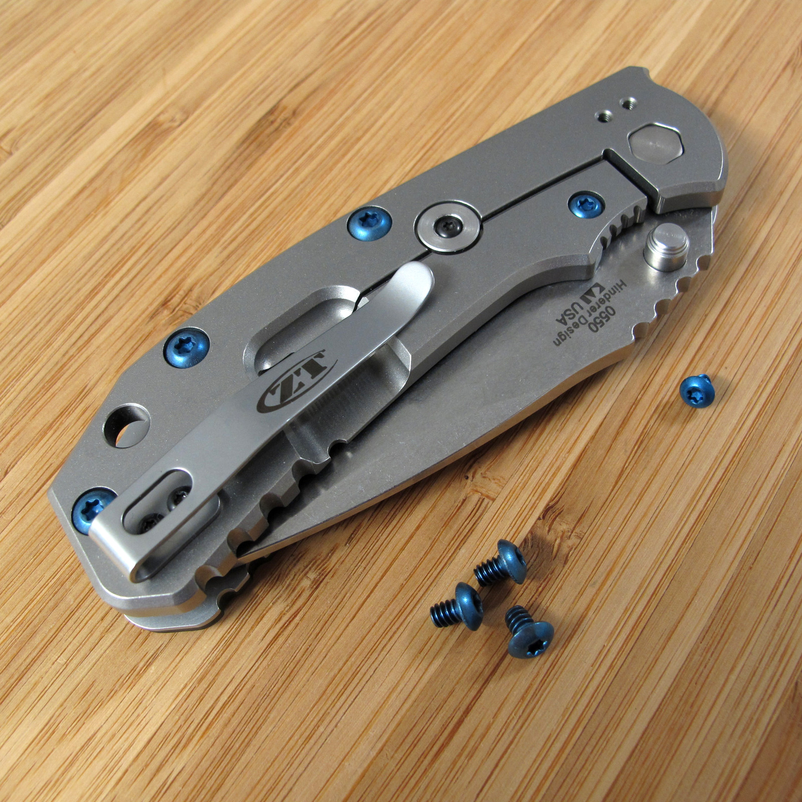 Zero Tolerance ZT0550 550 ZT Knife 4PC Titanium Body & Lock Bar Screw Set BLUE