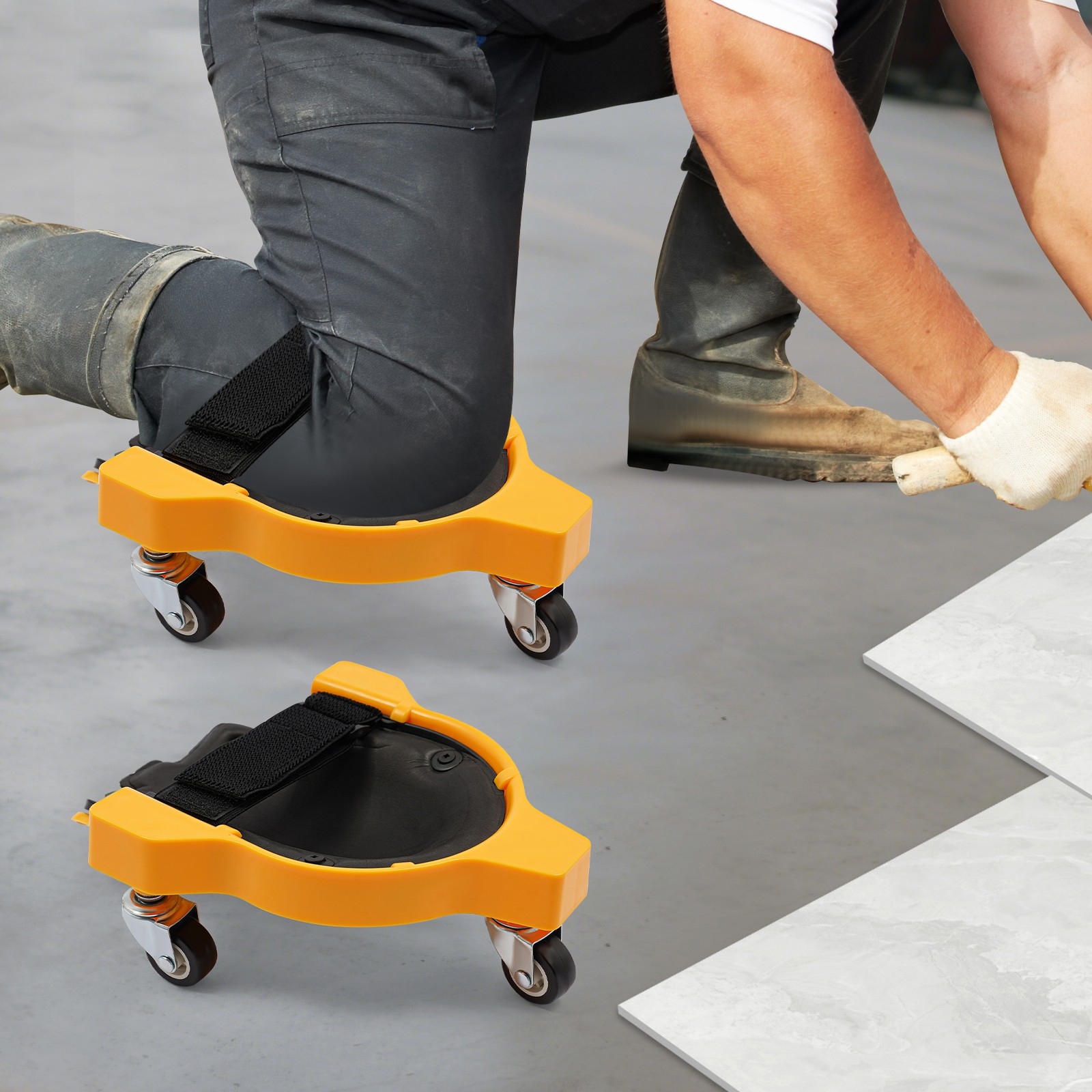 Rolling Knee Pads With 3wheels Flexible Sliding Knee Pads With Adjustable Straps