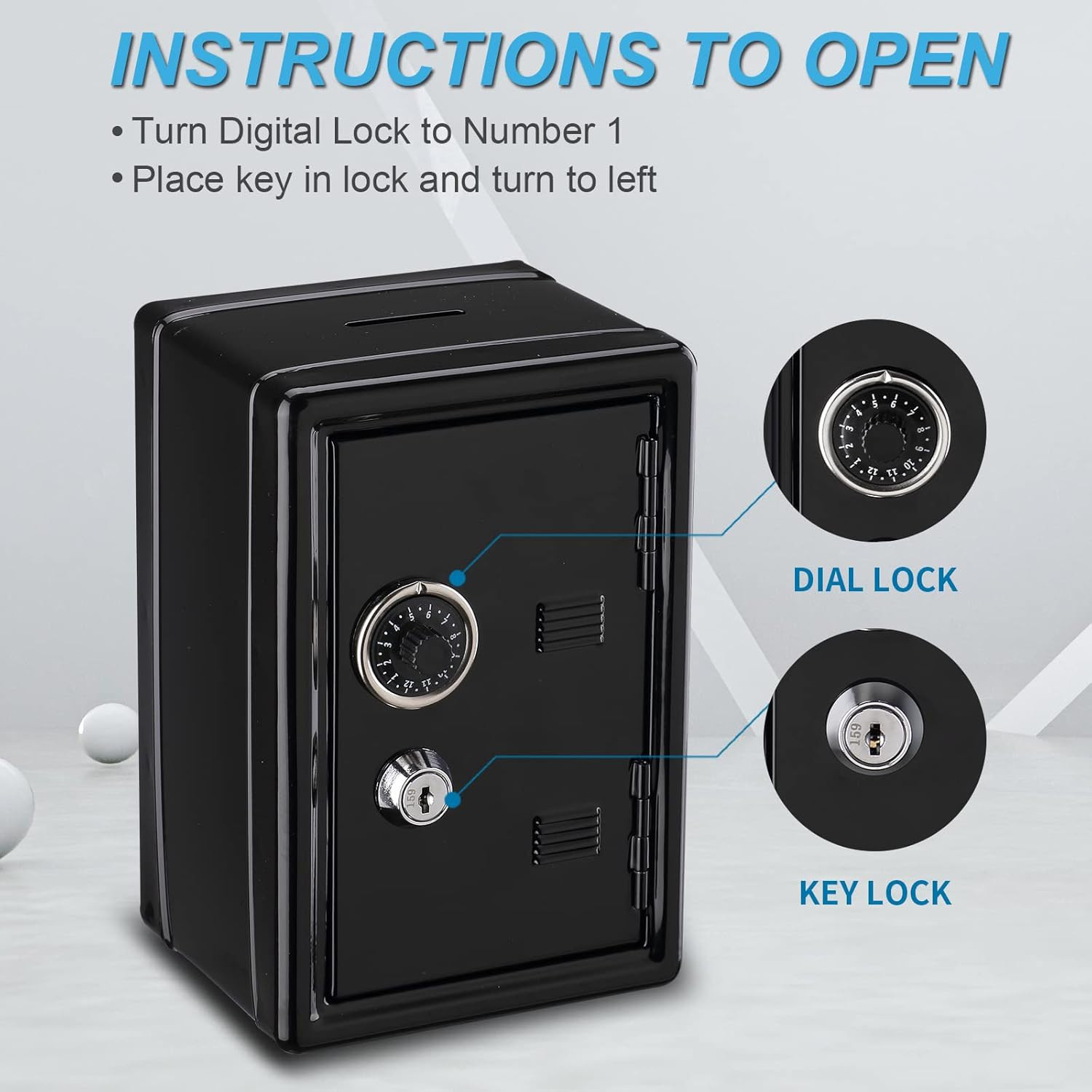Money Safe and Cash Lock Box, Mini Size Security Safe Box for Money Jewelry a...