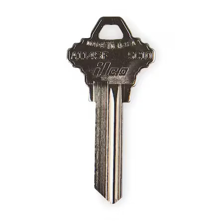 Kaba Ilco A1145f-Sc10 Key Blank,  Type F, Sc10, Brass,  Pk10