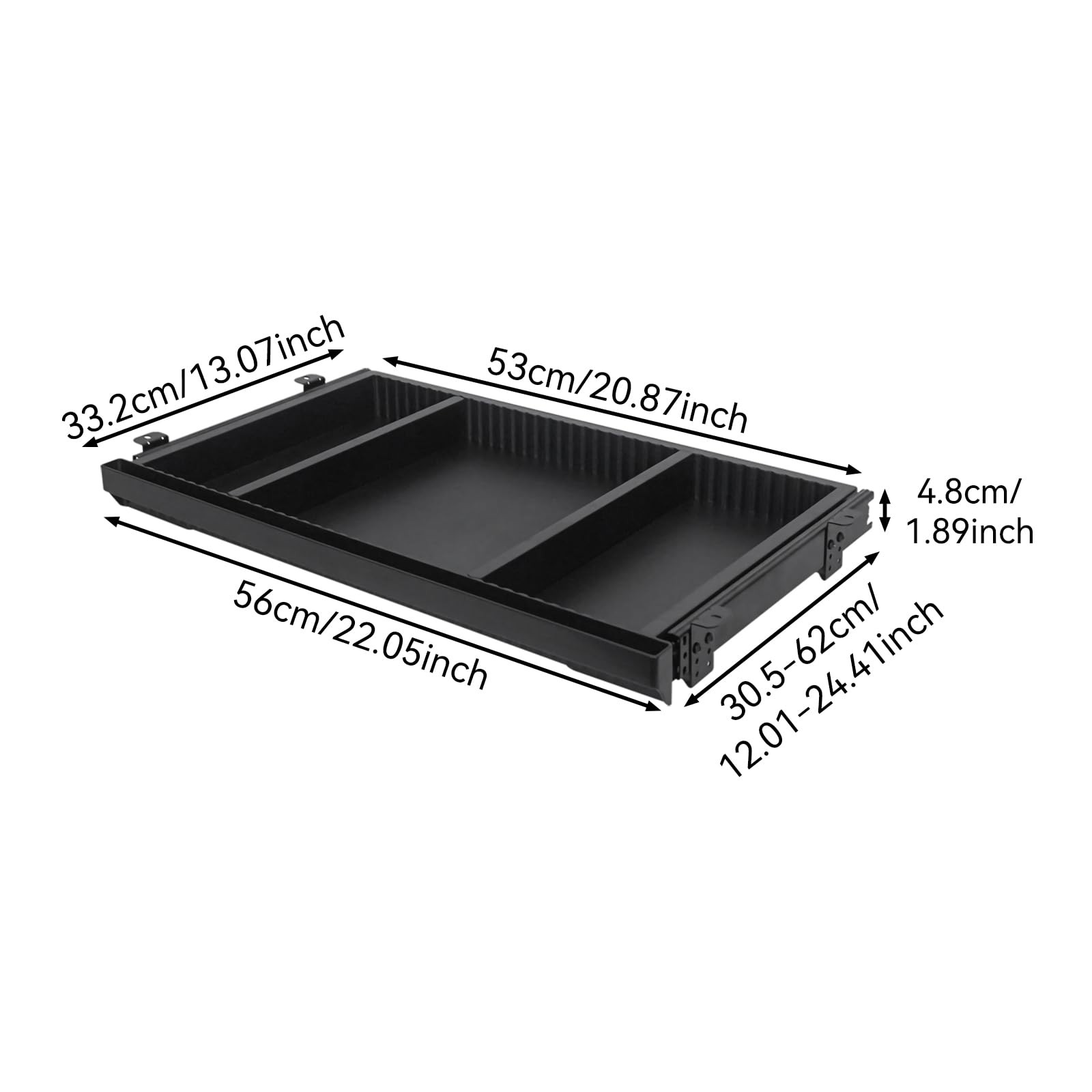 Under Desk Drawer Storage, Black With Adjustable Space Divider, Hidden Slide ...