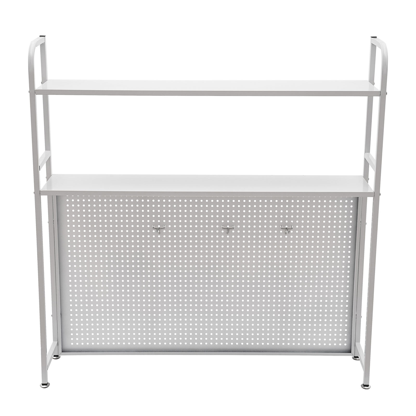 Stylish Desk Bookshelf with Dual Layer, Sturdy Iron & Customizable Hooks