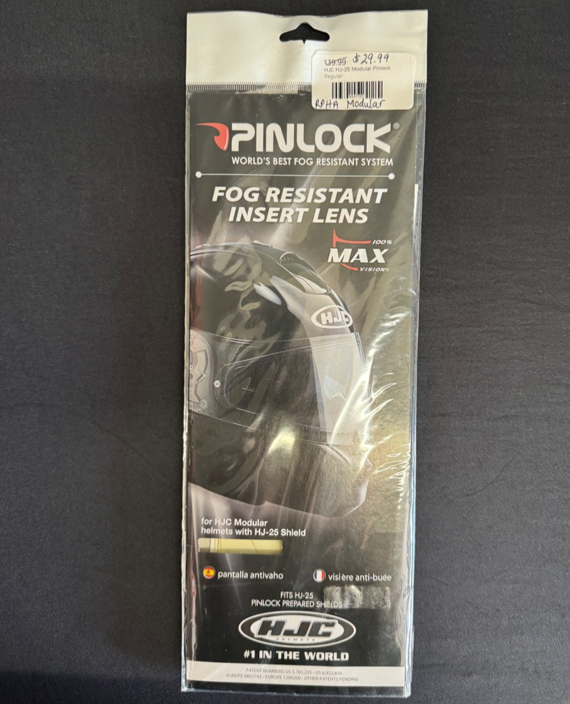 HJC Pinlock RPHA MAX and RPHA Modular HJ-25 Anti Fog Lens Shield Clear Insert