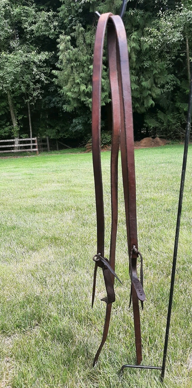 Brown Western Harness Leather Split Reins Tie End Pony Cob