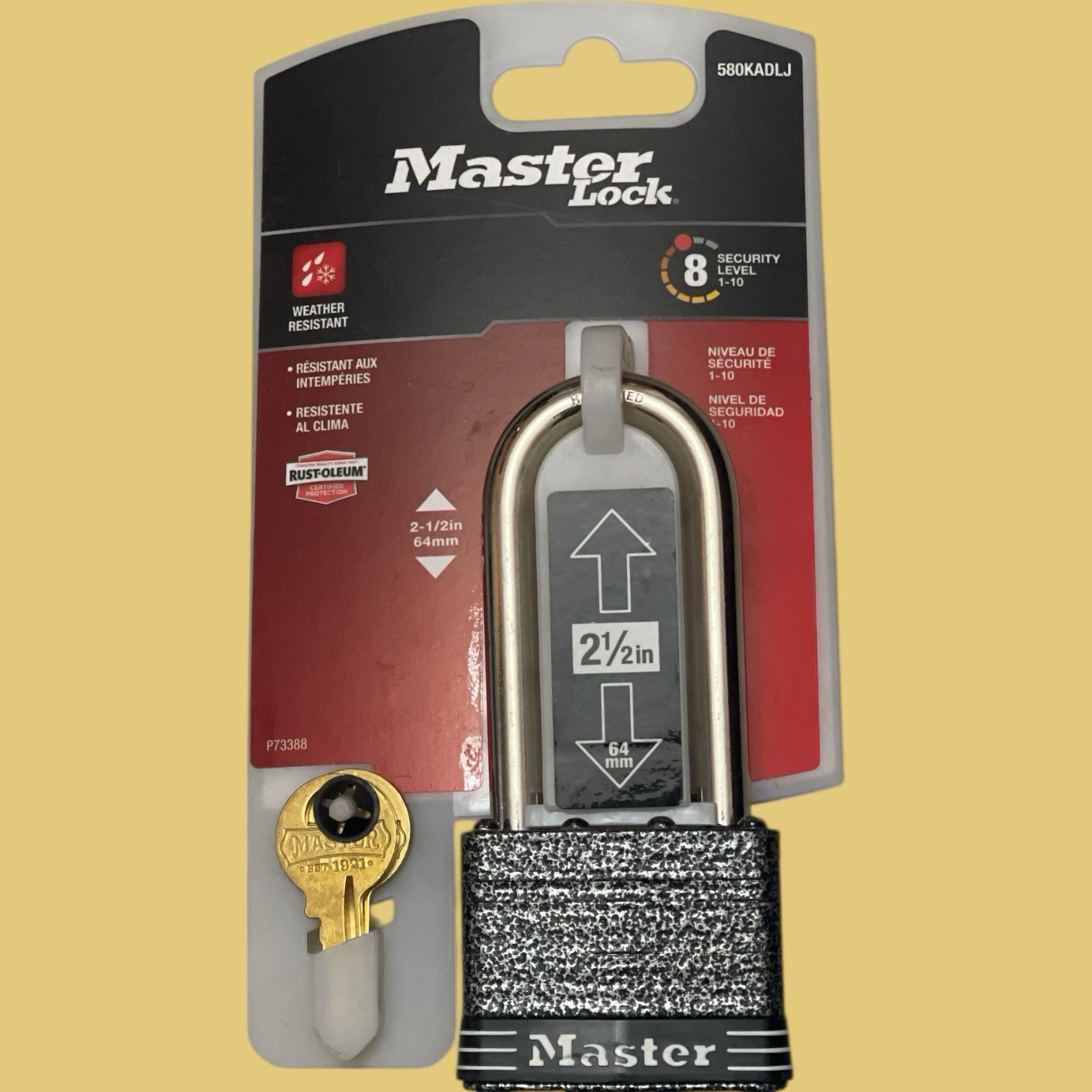 Master Lock 2-in Keyed Padlock W/2-1/2” Shackle (BK)