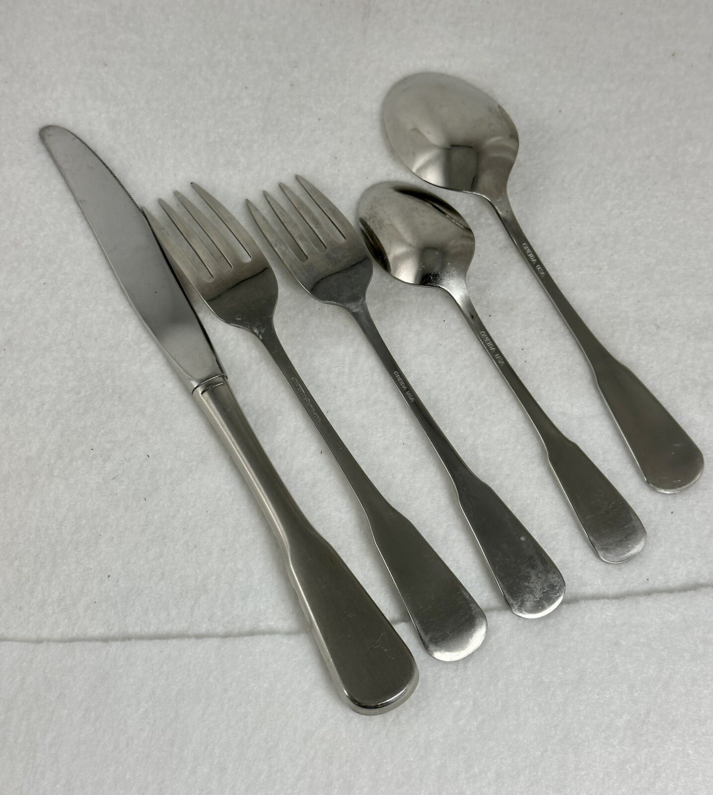 SSS BY ONEIDA STAINLESS SATIN SILVERWARE COLONIAL BOSTON PATTERN 5 PIECE SET