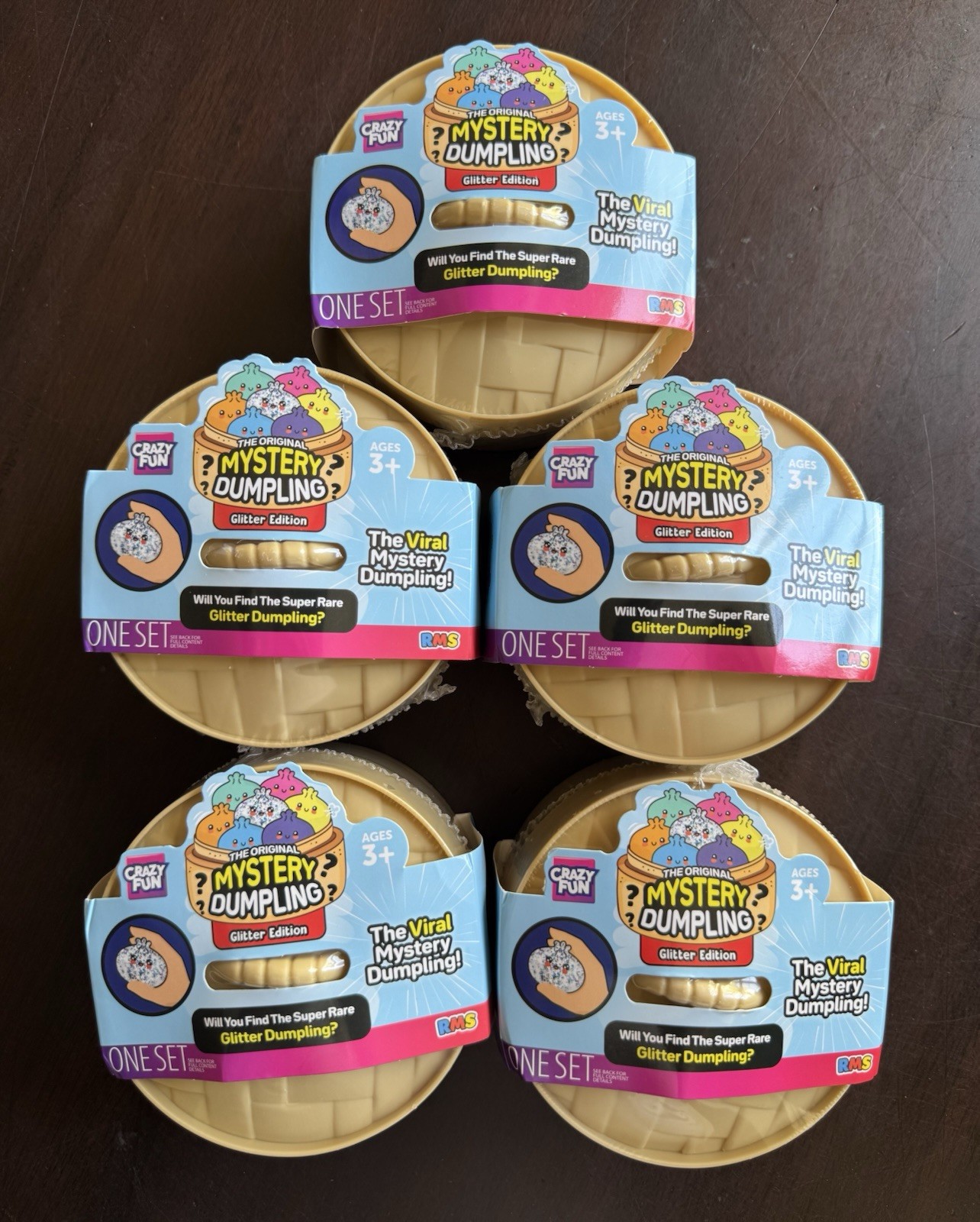 Crazy Fun The Original Mystery Dumpling Glitter Edition Squishy Bun (LOT OF 5)