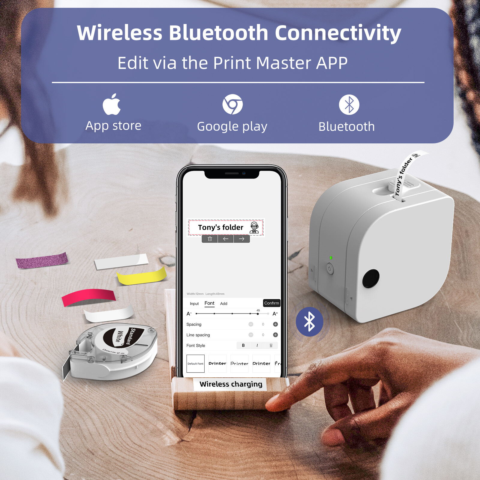 Wireless Pocket Mini Thermal Transfer Label Maker Paper Printer Printing Machine