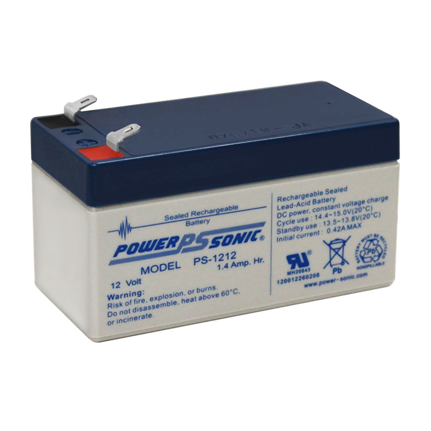 Power-Sonic 12V 1.4Ah SLA Replacement Battery for Long WP1.5-12
