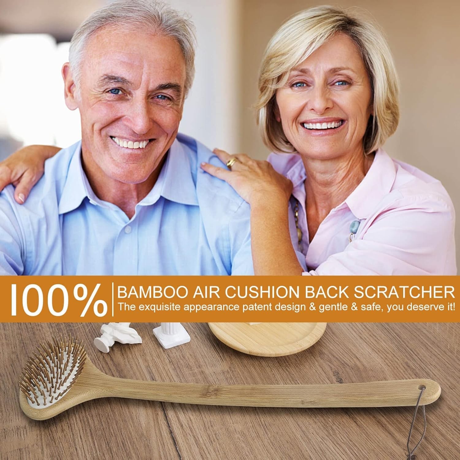 Bamboo Oversize Curved Back Scratcher - Large 104 Wooden Points