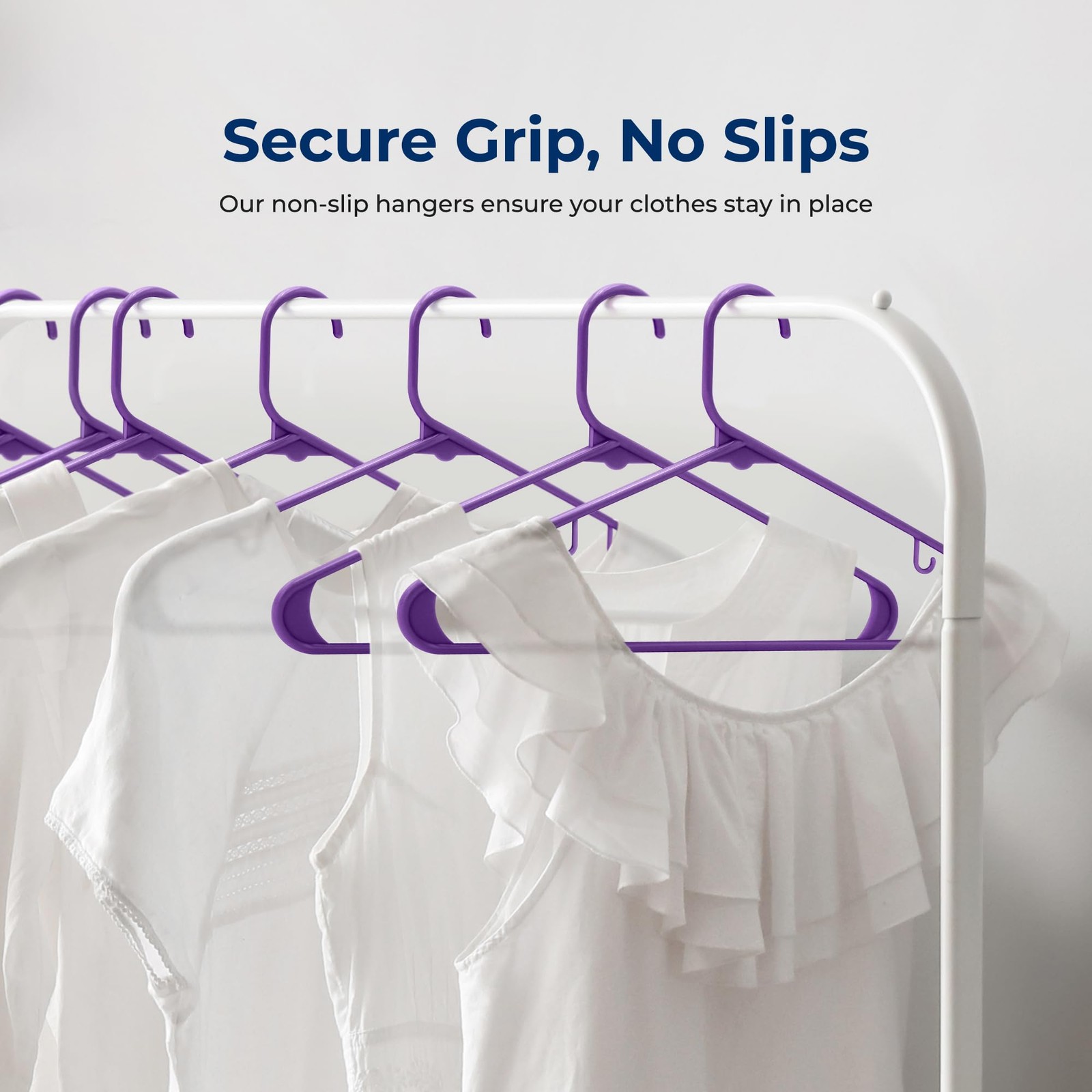 SereneLife 50 Pack Plastic Hangers (Purple)