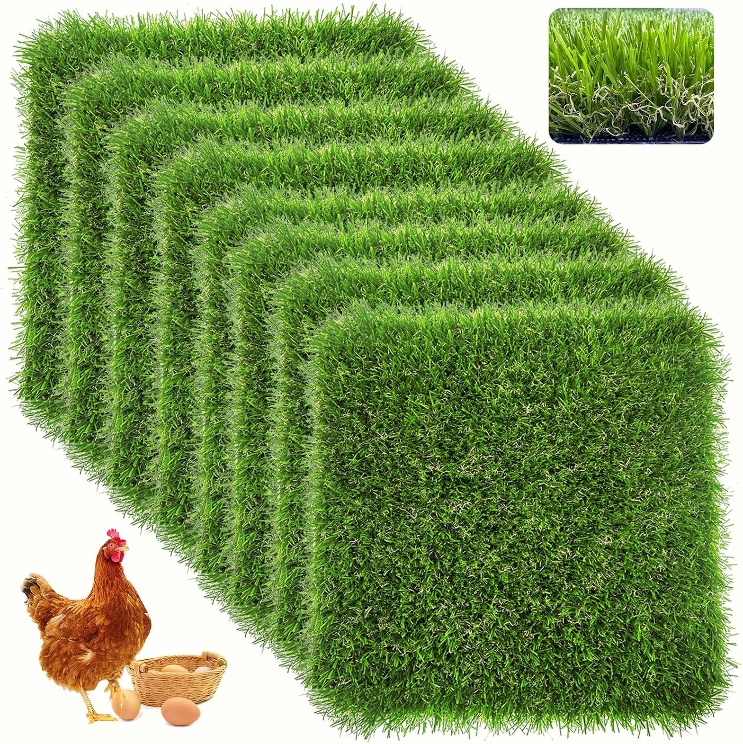 8 Pack Chicken Nesting Box Pads for Laying Eggs - 12"X12"X1.2", Washable Hen