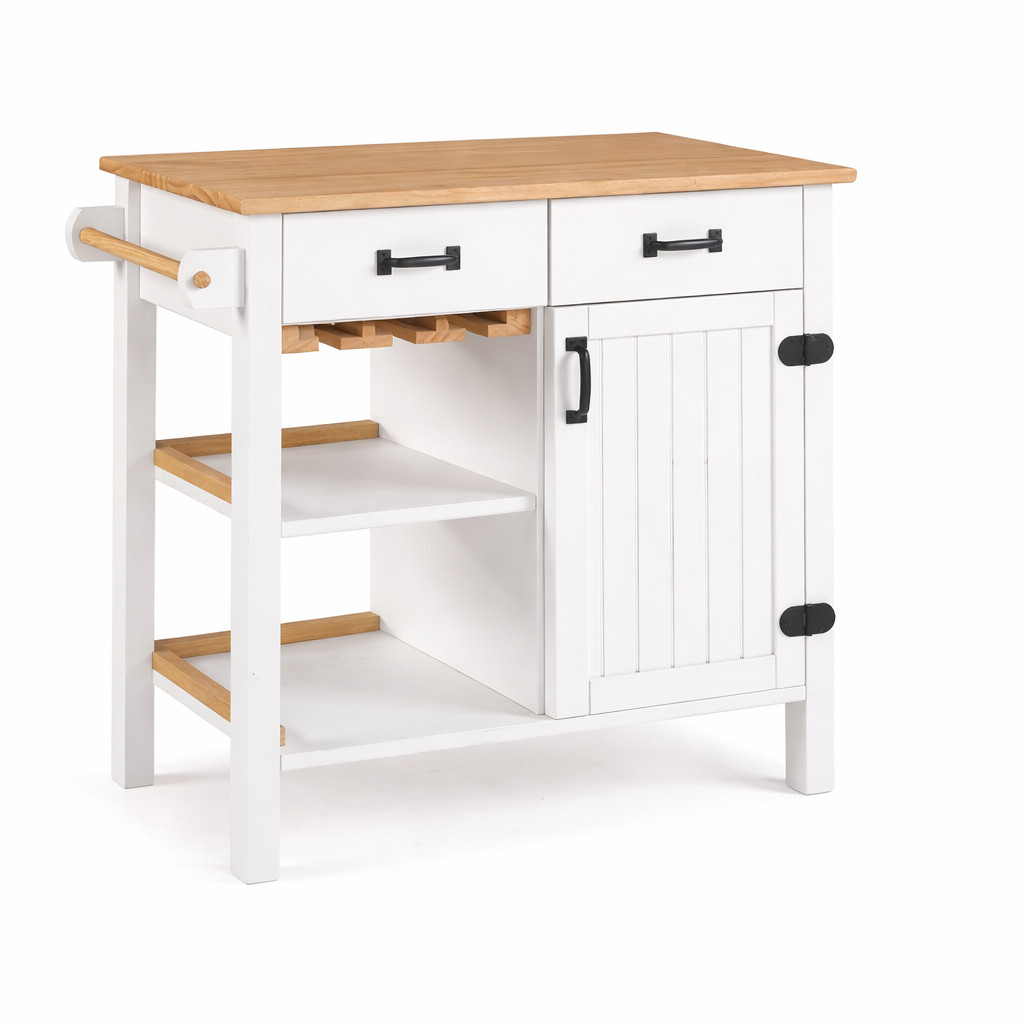 Pine Wood Kitchen Storage Cabinet Island Cart