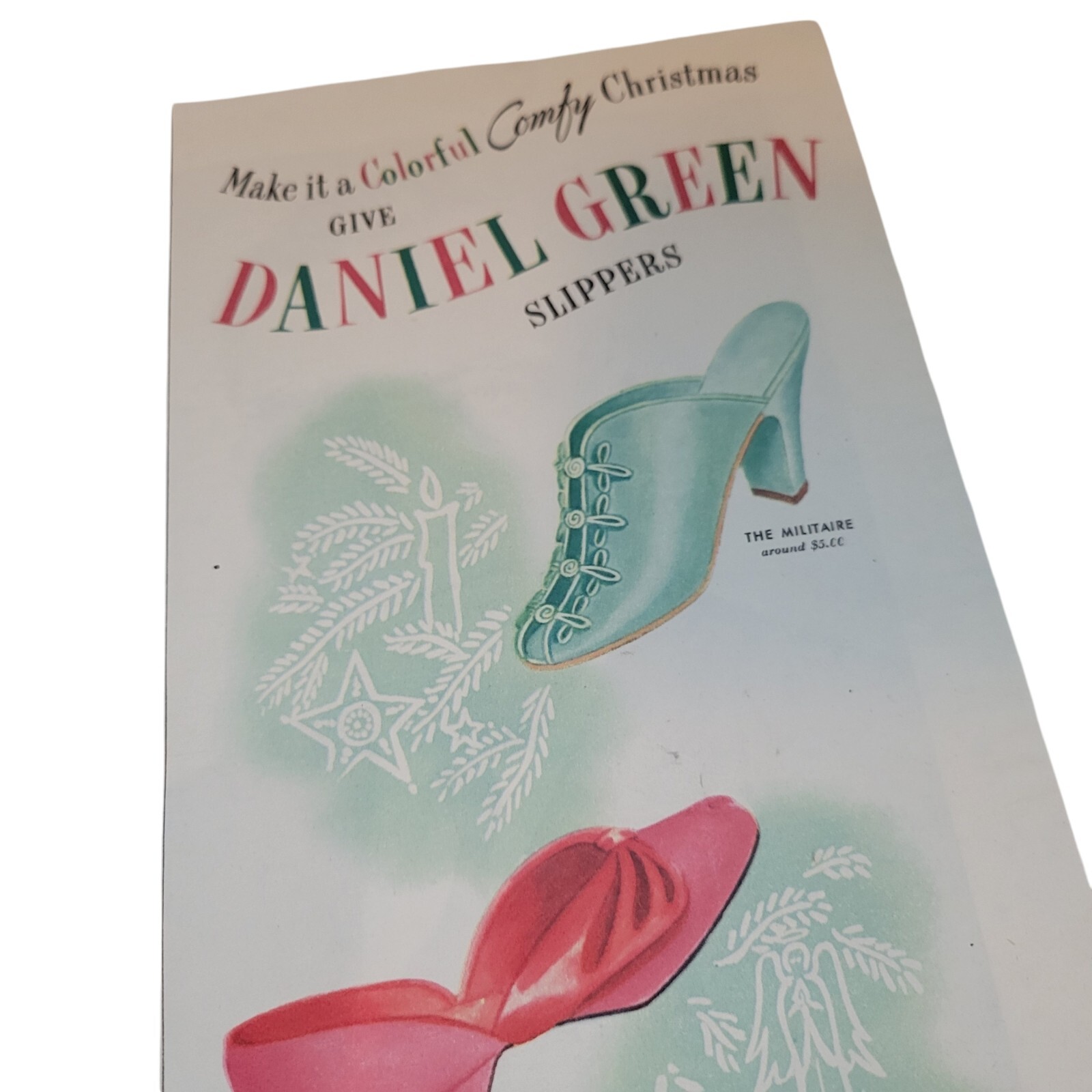 Vtg 40's Daniel Green Slippers Print ADs Lot of 3 Comfy Shoes Indorables