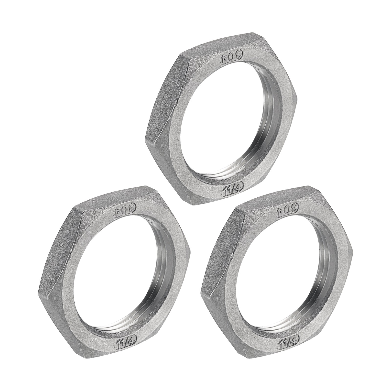 3Pcs Cast Pipe Fitting Hex Locknut, 304 Stainless Steel Hex Lock Nut PT 1 1/4"