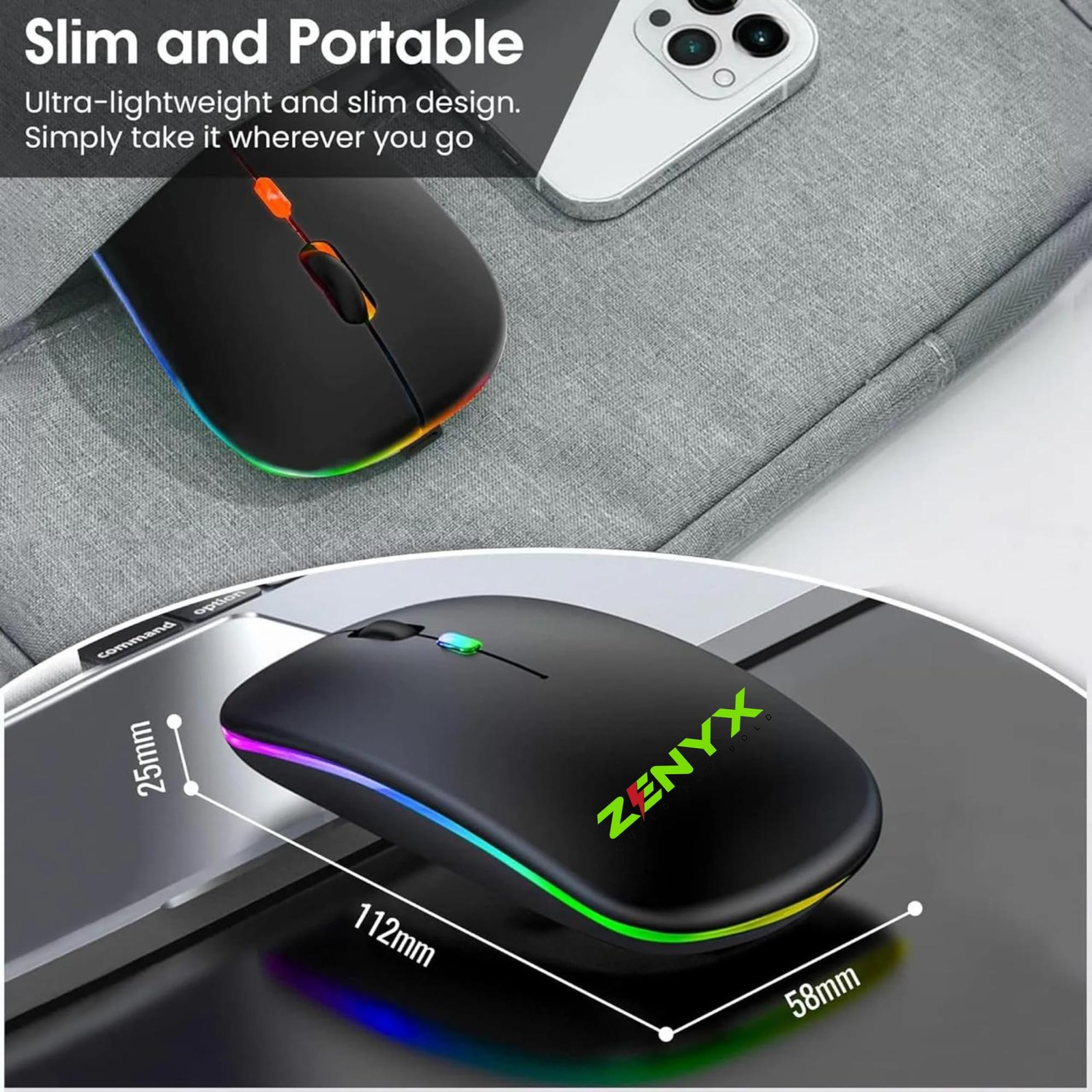 Wireless Rechargeable Mouse Dual Mode Bluetooth 5.1 USB Silent Slim Portable