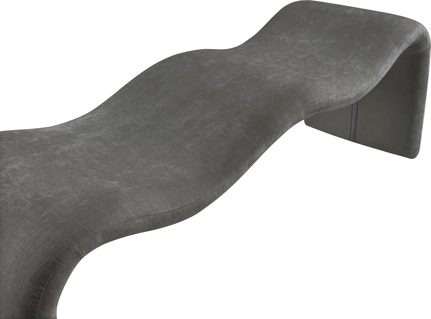 Modern Grey Chenille Bench with Iron Frame - 56.5" W x 18" D x 19" H
