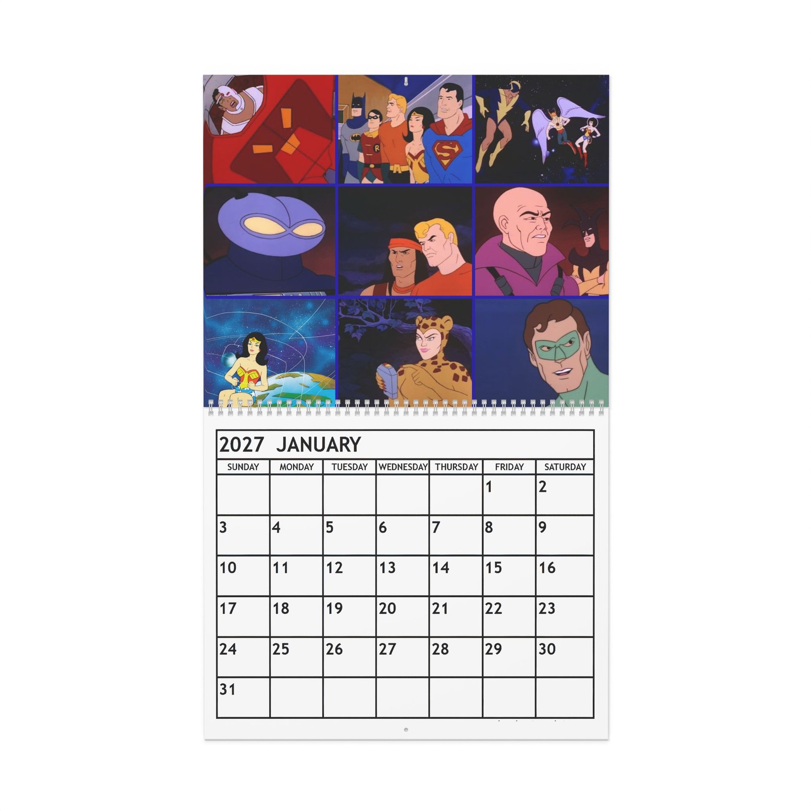 Super Friends 2027 Wall Calendar - Home Decor, Monthly, Cartoon