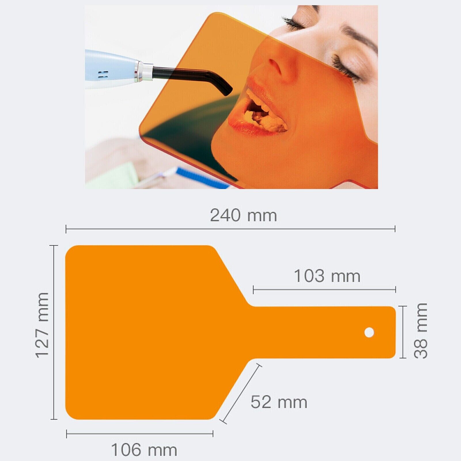 Dental Protective Curing Shield Hand-Held Visible Light Filter Paddle Orange Kit