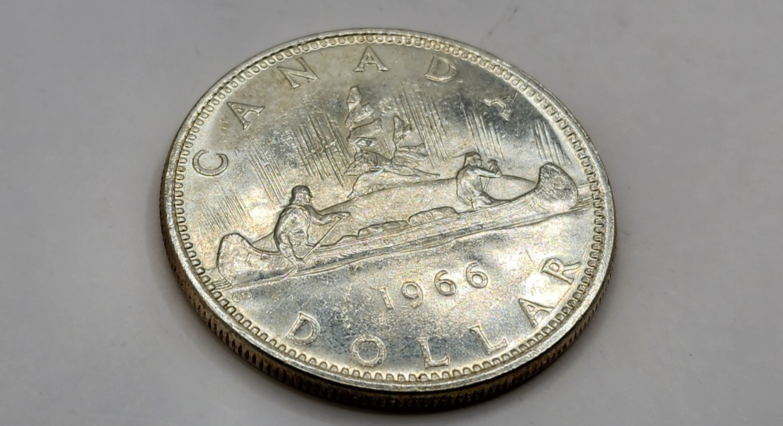 1966 Canada 1 Dollar Silver Coin - Large Beads - KM#64.1