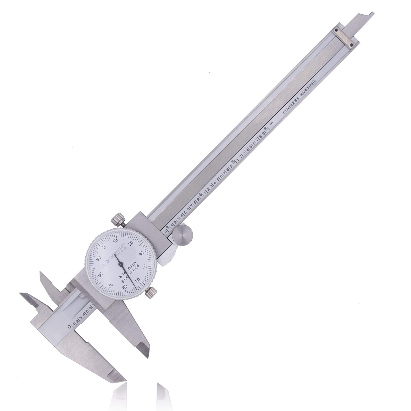 Clockwise Tools DDLR-0605 Pro Dial Caliper 0-6 Inch Double Shock Proof Stainless
